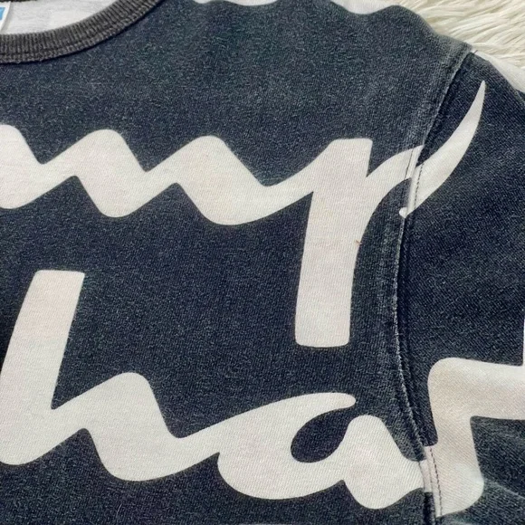 Size L Vintage Champion T-Shirt Vintage 90s All Over Print‎ Black Distressed Y2K - Picture 5 of 15